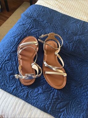 Boden Metallic Gold Strappy Flat Sandals